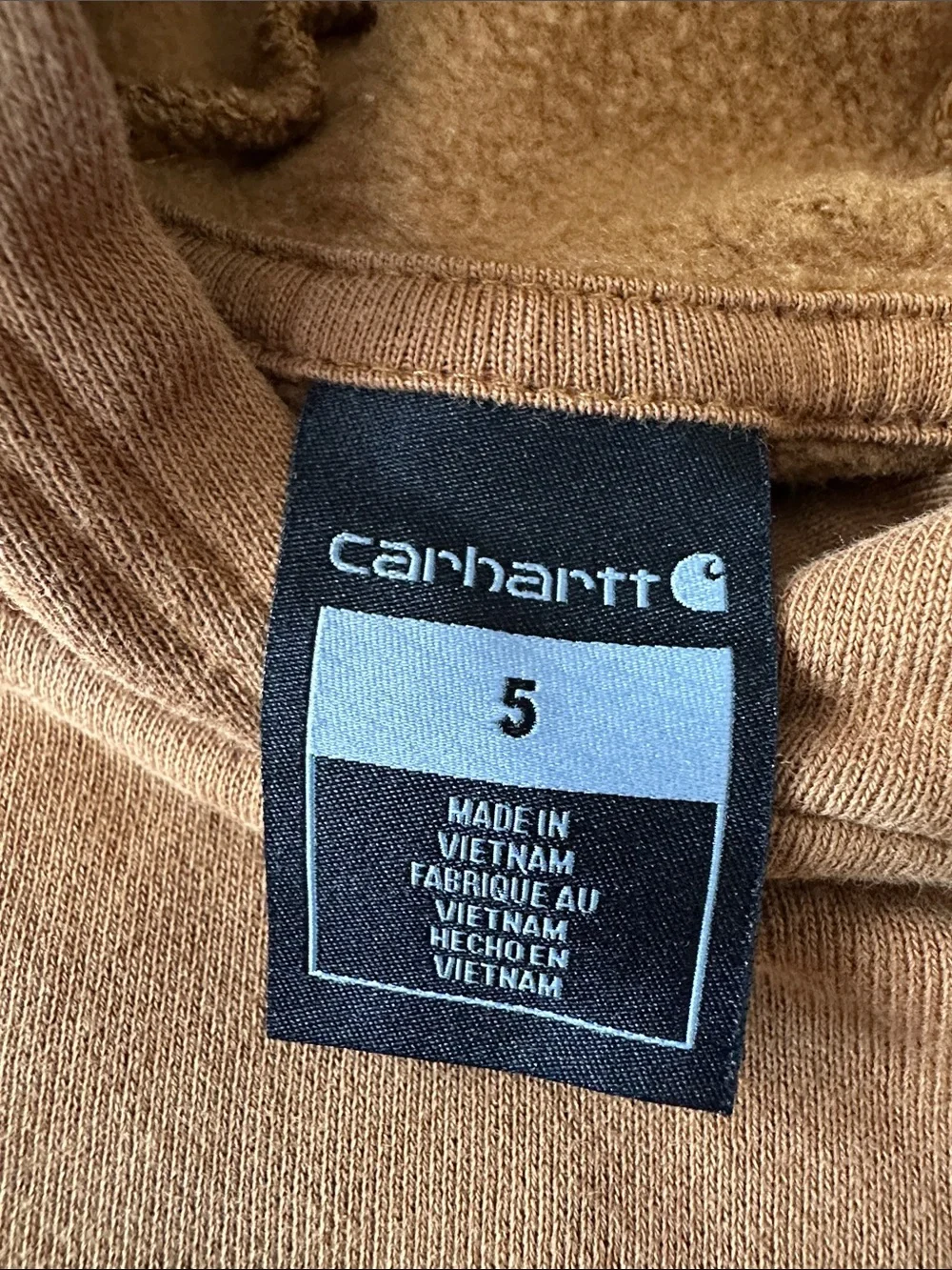 Carhartt Kids Caramel Brown Hoodie Size 5 Logo Sweatshirt’s